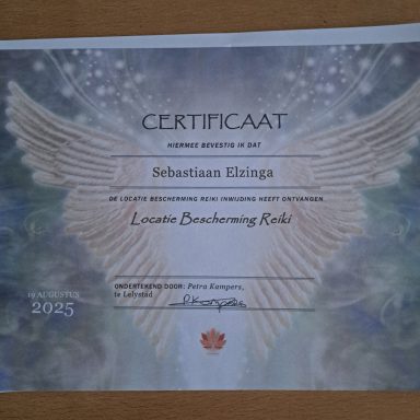 Diploma energetische healing, Sebastiaan Elzinga